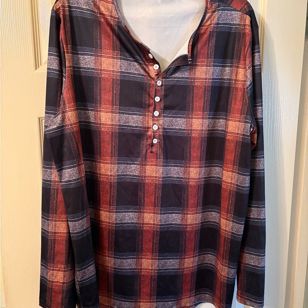 Men's Plaid Shirt - Red and Blue
